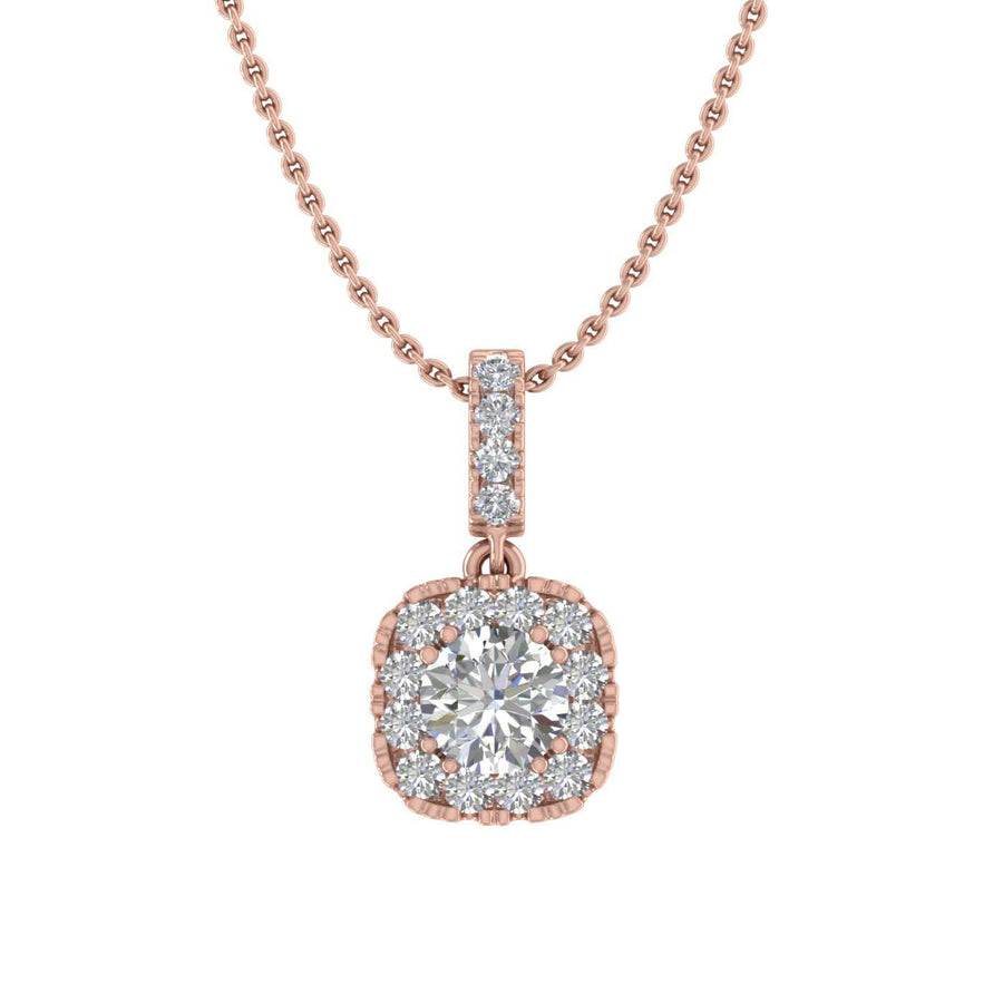 1/4 Carat Diamond Cushion Shape Pendant Necklace in Gold (Silver Chain Included)