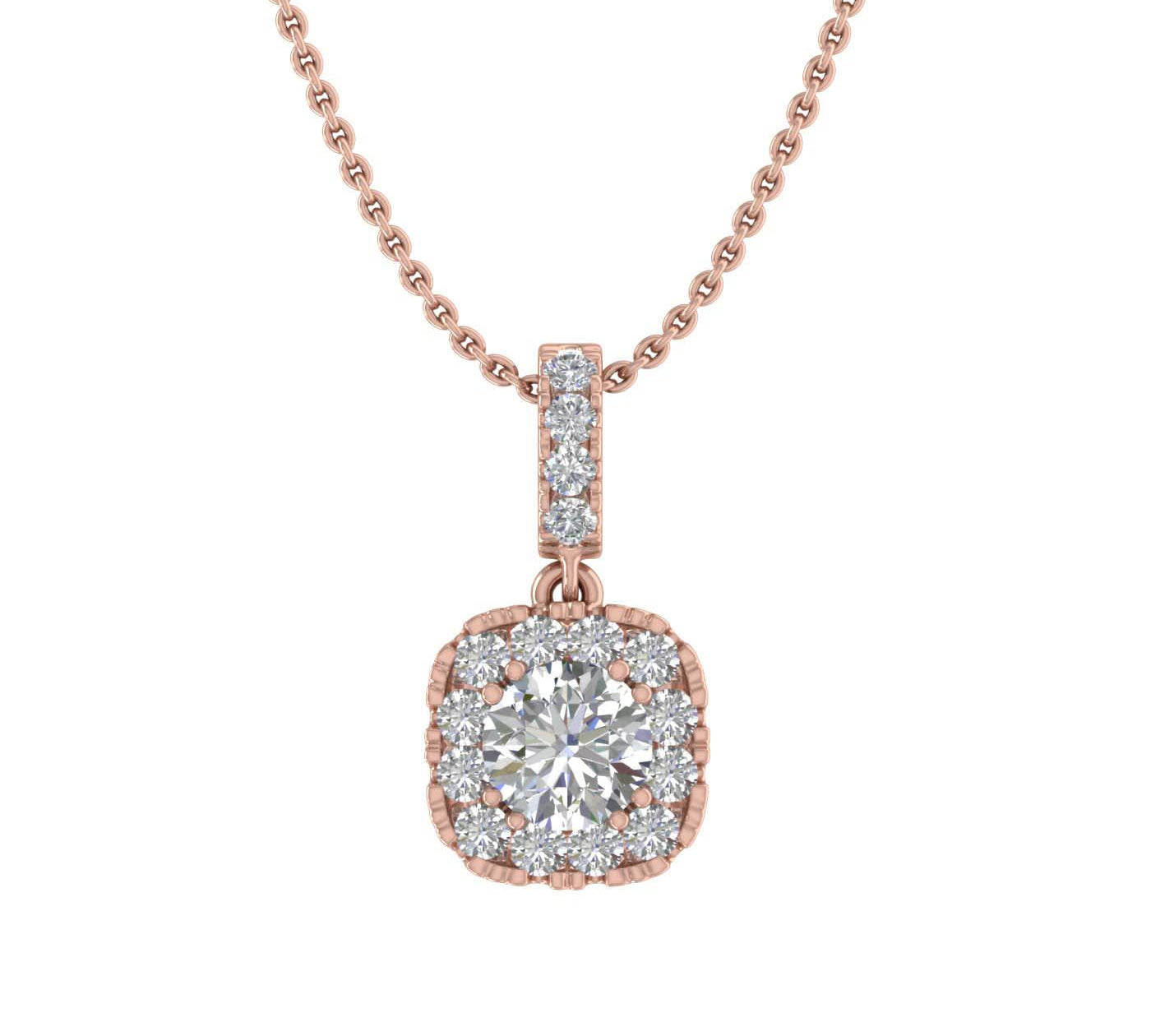 1/4 Carat Diamond Cushion Shape Pendant Necklace in Gold (Silver Chain Included) - IGI Certified