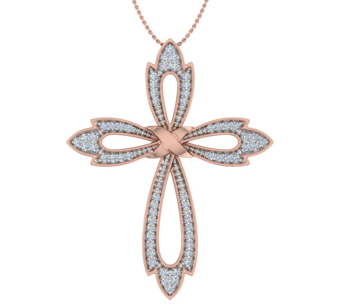 1/2 Carat Diamond Cross Pendant Necklace in Gold (Silver Chain Included)