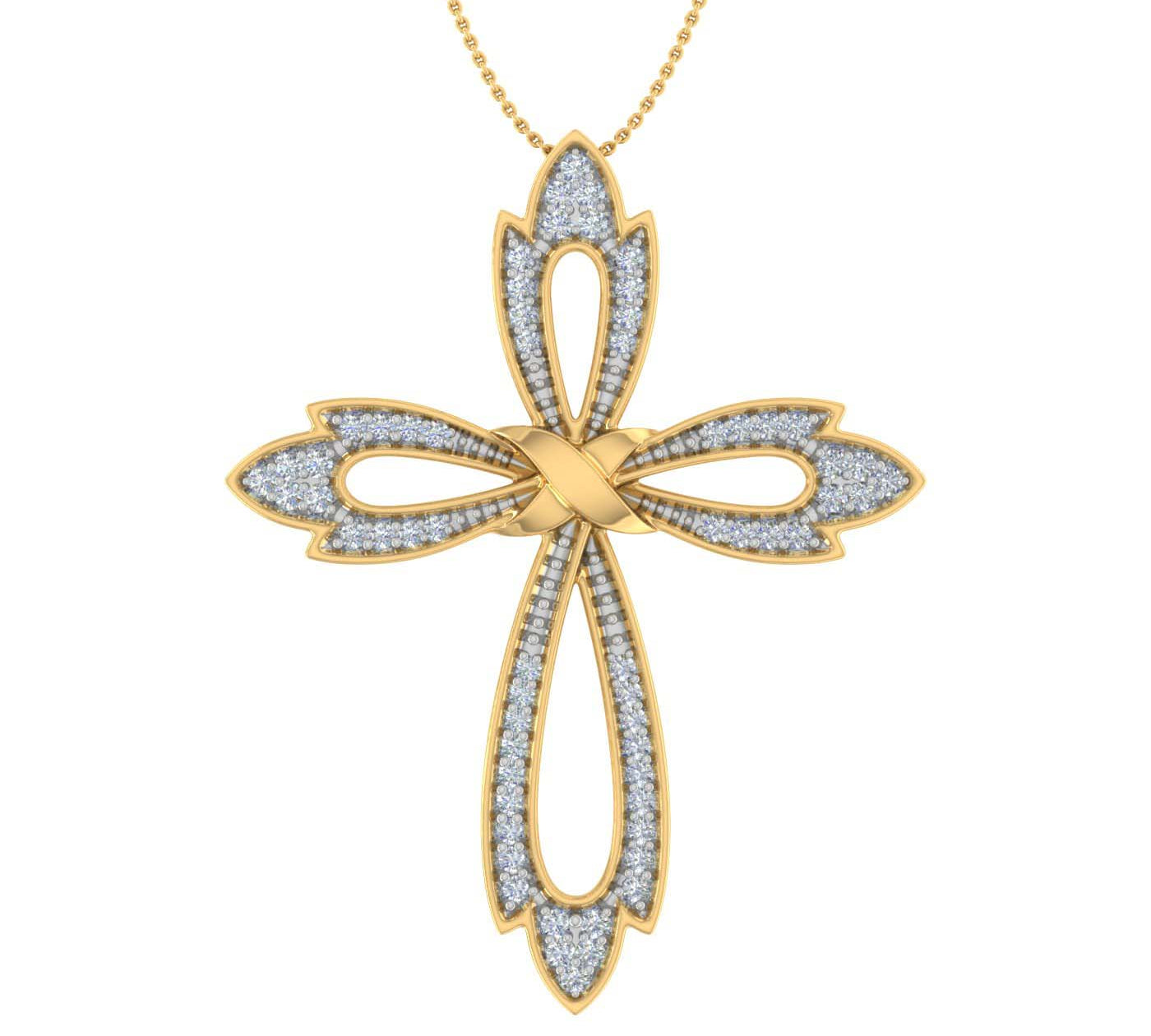 1/2 Carat Diamond Cross Pendant Necklace in Gold (Silver Chain Included)