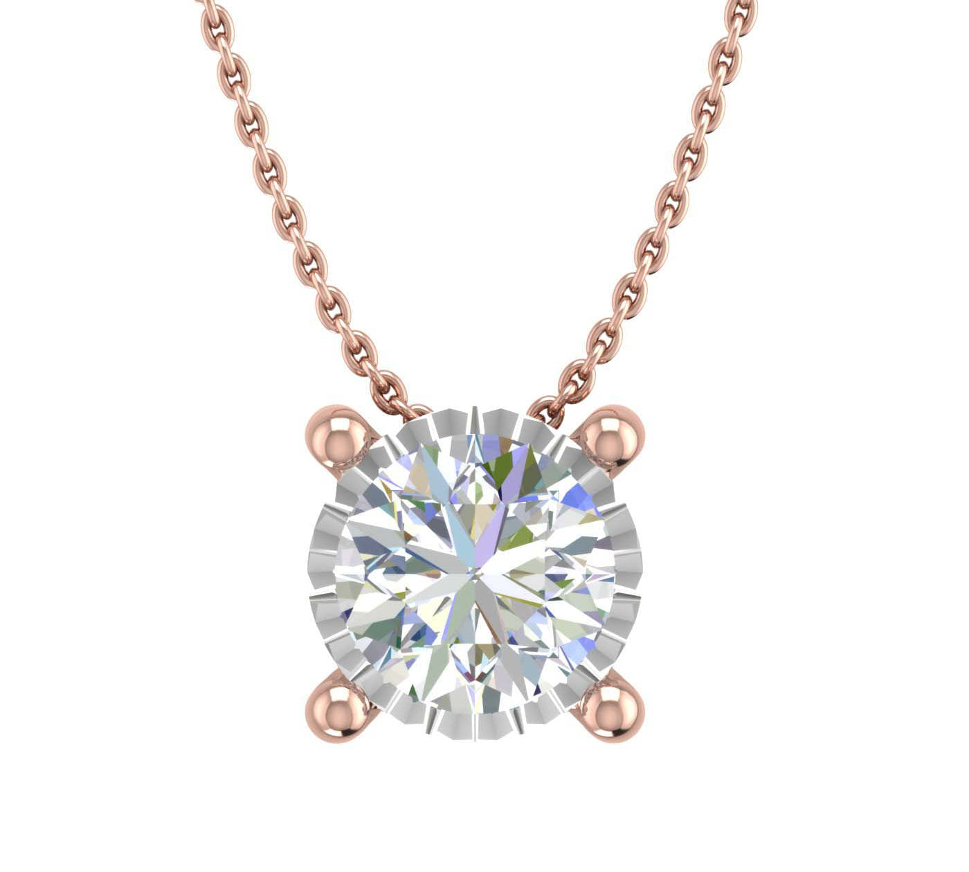 1/4 Carat 4-Prong Set Diamond Solitaire Pendant Necklace in Gold (Silver Chain Included) - IGI Certified