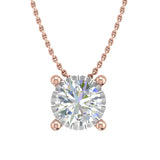 1/4 Carat 4-Prong Set Diamond Solitaire Pendant Necklace in Gold (Silver Chain Included) - IGI Certified