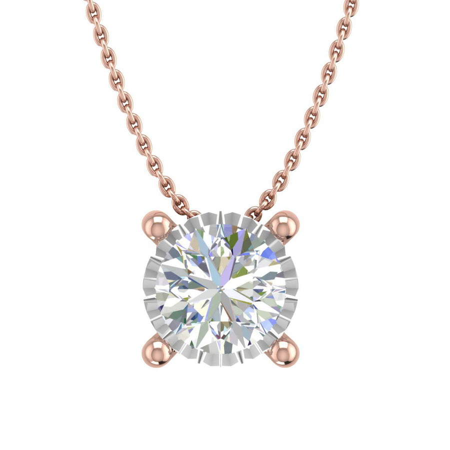 1/4 Carat 4-Prong Set Diamond Solitaire Pendant Necklace in Gold (Silver Chain Included) - IGI Certified