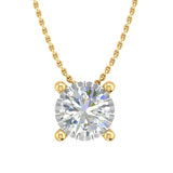 1/4 Carat 4-Prong Set Diamond Solitaire Pendant Necklace in Gold (Silver Chain Included) - IGI Certified