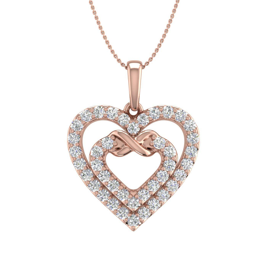 1/2 ctw Diamond Heart in Heart Infinity Pendant Necklace in Gold (Silver Chain Included)
