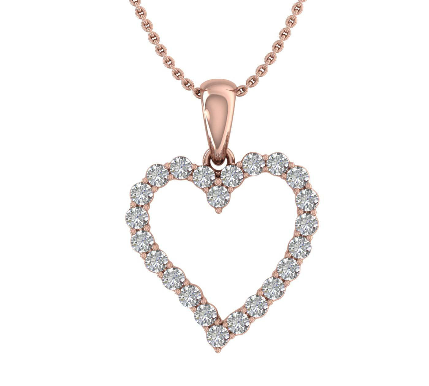 1/4 Carat Diamond Heart Pendant Necklace in Gold (Silver Chain Included) IGI Certified - IGI Certified