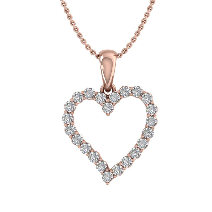 1/4 Carat Diamond Heart Pendant Necklace in Gold (Silver Chain Included) IGI Certified - IGI Certified