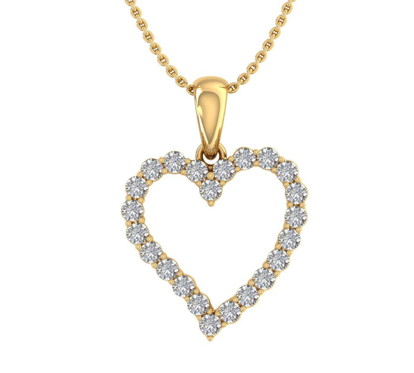 1/4 Carat Diamond Heart Pendant Necklace in Gold (Silver Chain Included) IGI Certified - IGI Certified