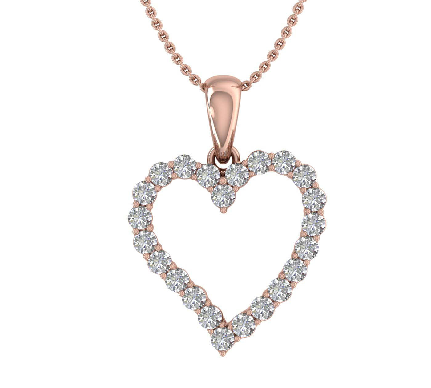 1/3 Carat Diamond Heart Pendant Necklace in Gold (Silver Chain Included) - IGI Certified
