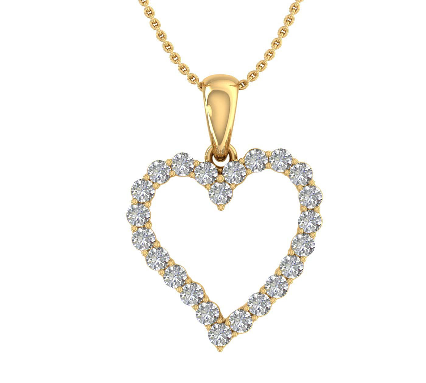 1/3 Carat Diamond Heart Pendant Necklace in Gold (Silver Chain Included) - IGI Certified