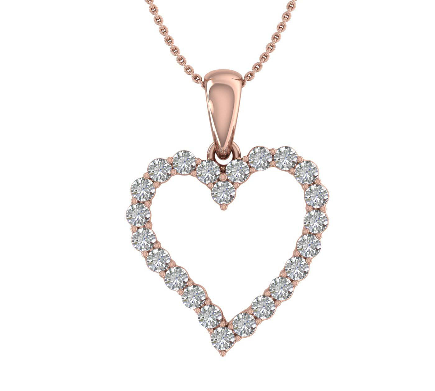 1/2 Carat Diamond Heart Pendant Necklace in Gold (Included Silver Chain) - IGI Certified