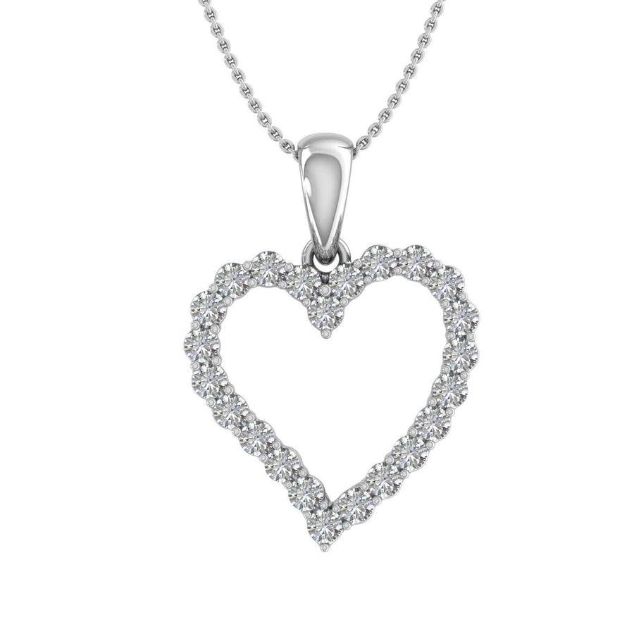 1/2 Carat Diamond Heart Pendant Necklace in Gold (Included Silver Chain) - IGI Certified