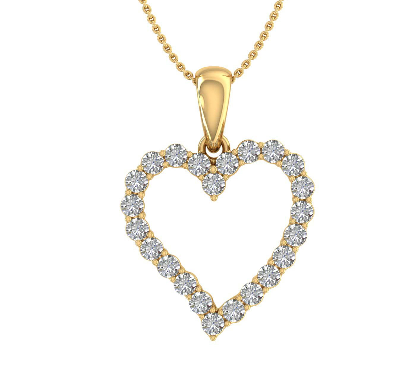1/2 Carat Diamond Heart Pendant Necklace in Gold (Included Silver Chain)
