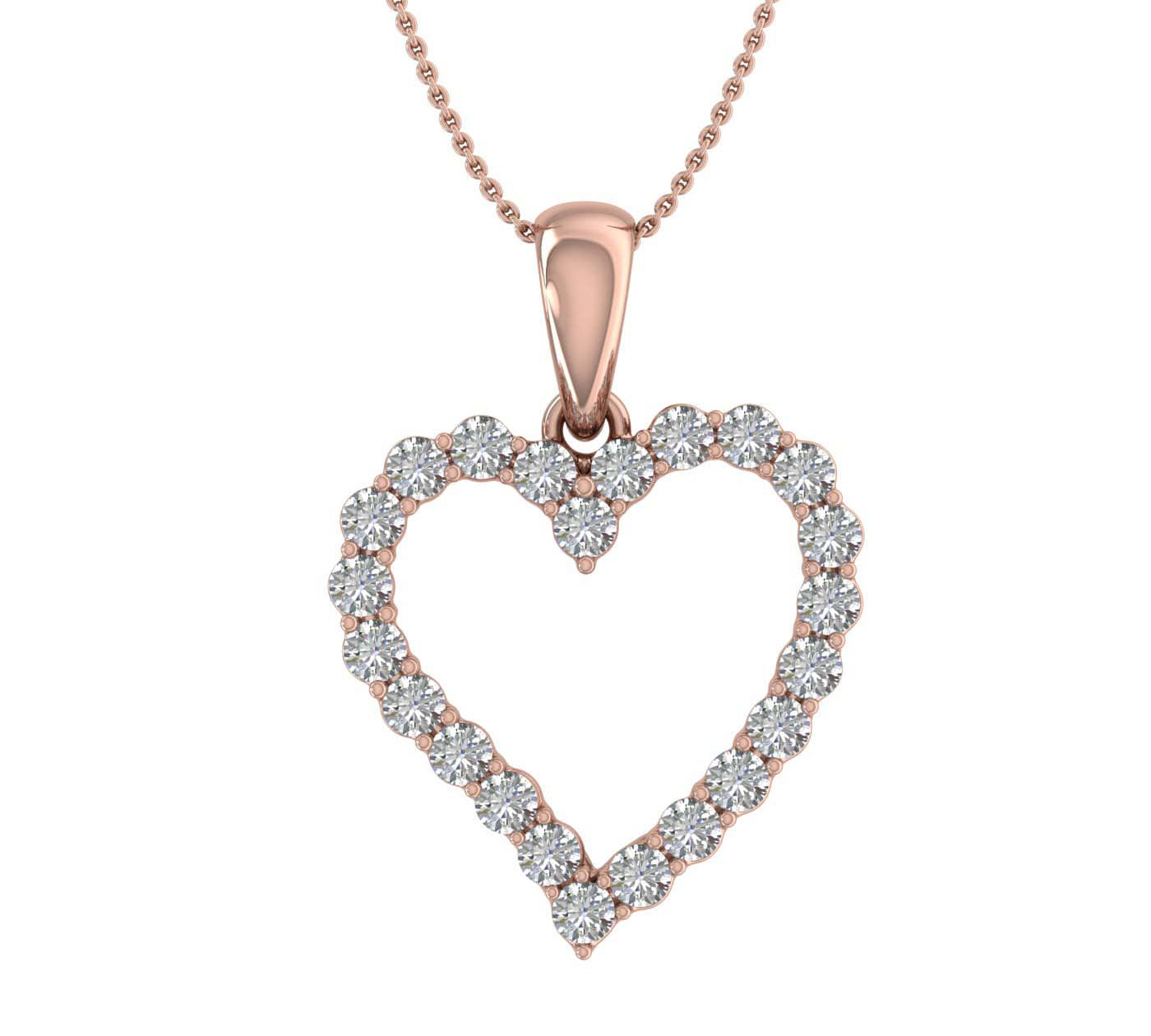 3/4 Carat Diamond Heart Pendant Necklace in Gold (Silver Chain Included) IGI Certified - IGI Certified