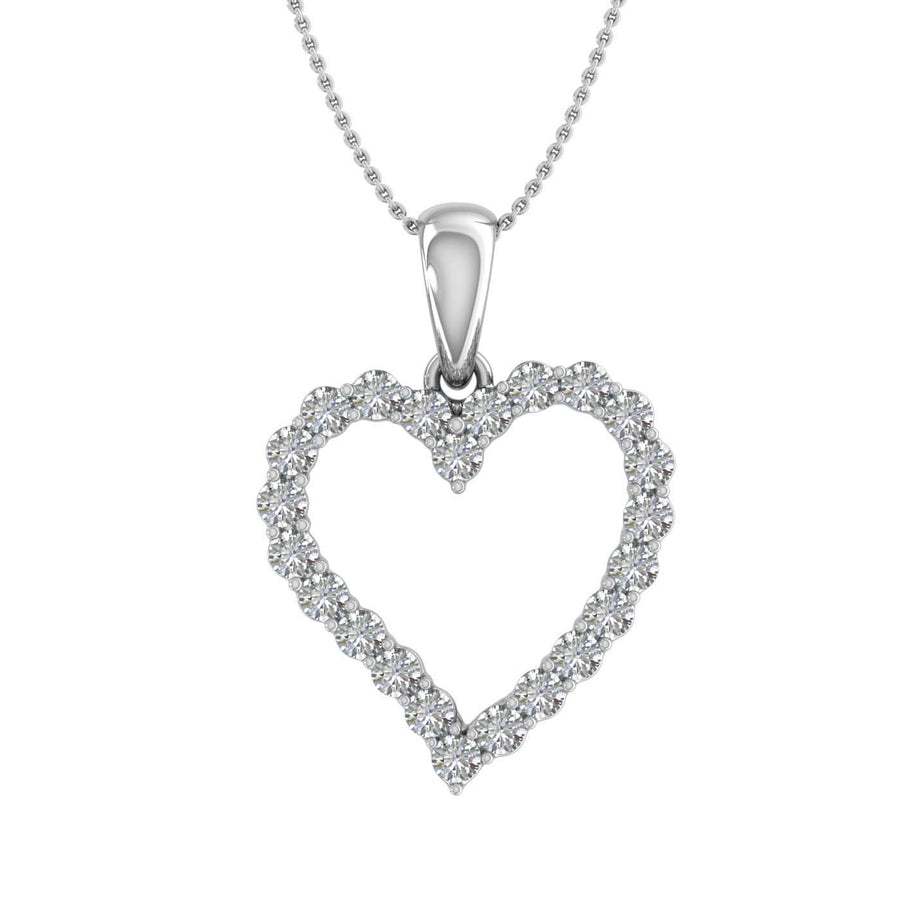 3/4 Carat Diamond Heart Pendant Necklace in Gold (Silver Chain Included)