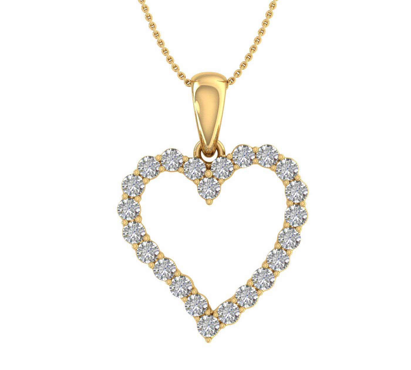 3/4 Carat Diamond Heart Pendant Necklace in Gold (Silver Chain Included) IGI Certified - IGI Certified