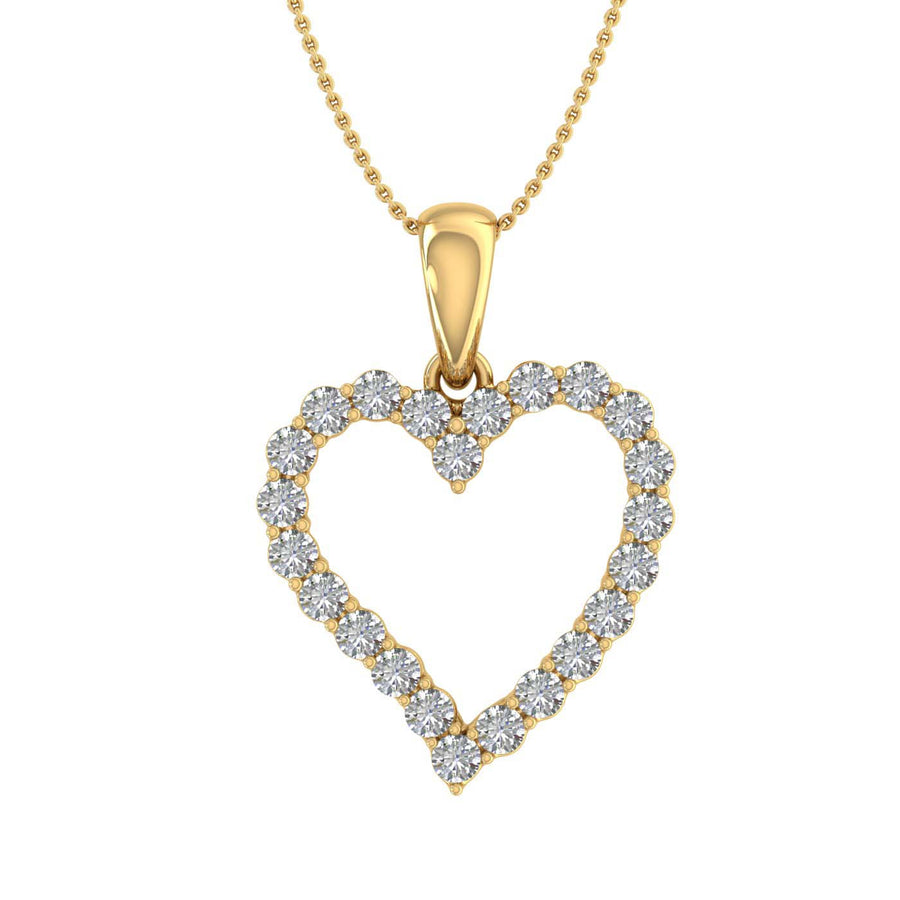 3/4 Carat Diamond Heart Pendant Necklace in Gold (Silver Chain Included) IGI Certified - IGI Certified