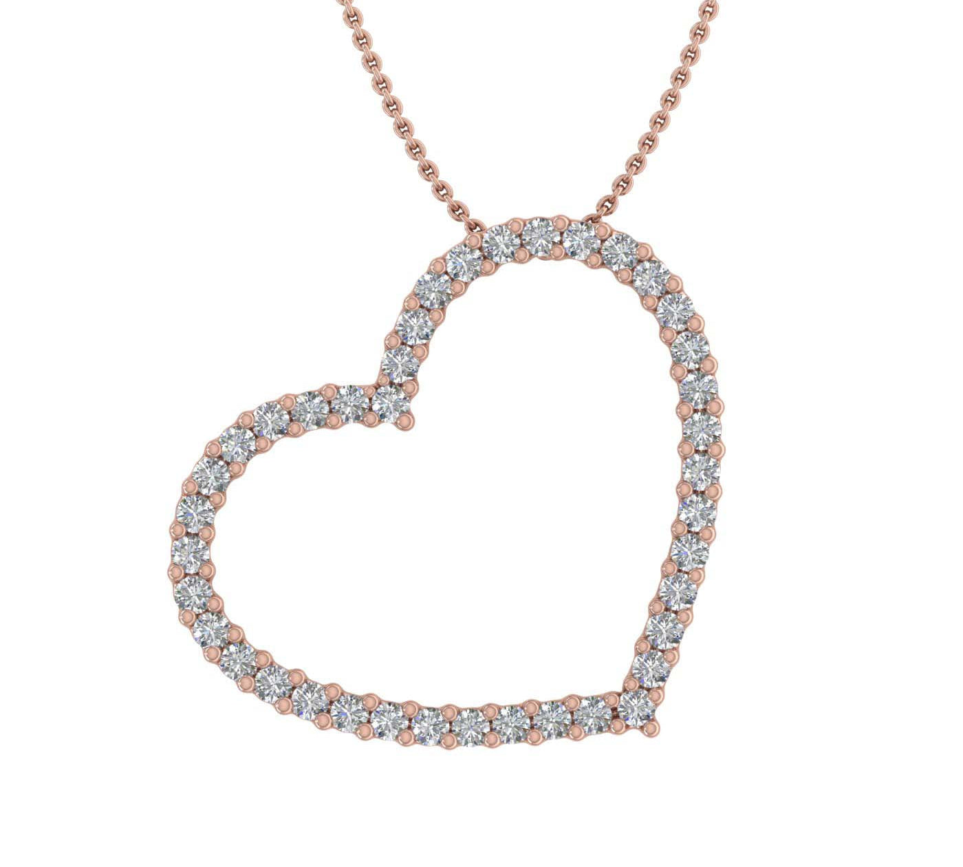 1/3 Carat Diamond Heart Pendant Necklace in Gold (Silver Chain Included) IGI Certified - IGI Certified