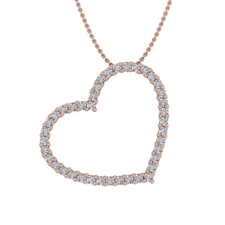 1/3 Carat Diamond Heart Pendant Necklace in Gold (Silver Chain Included) IGI Certified - IGI Certified