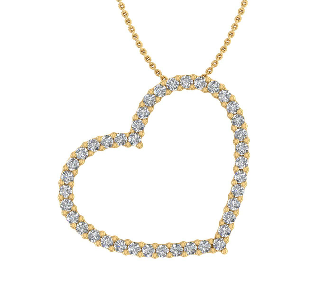 1/3 Carat Diamond Heart Pendant Necklace in Gold (Silver Chain Included) IGI Certified - IGI Certified