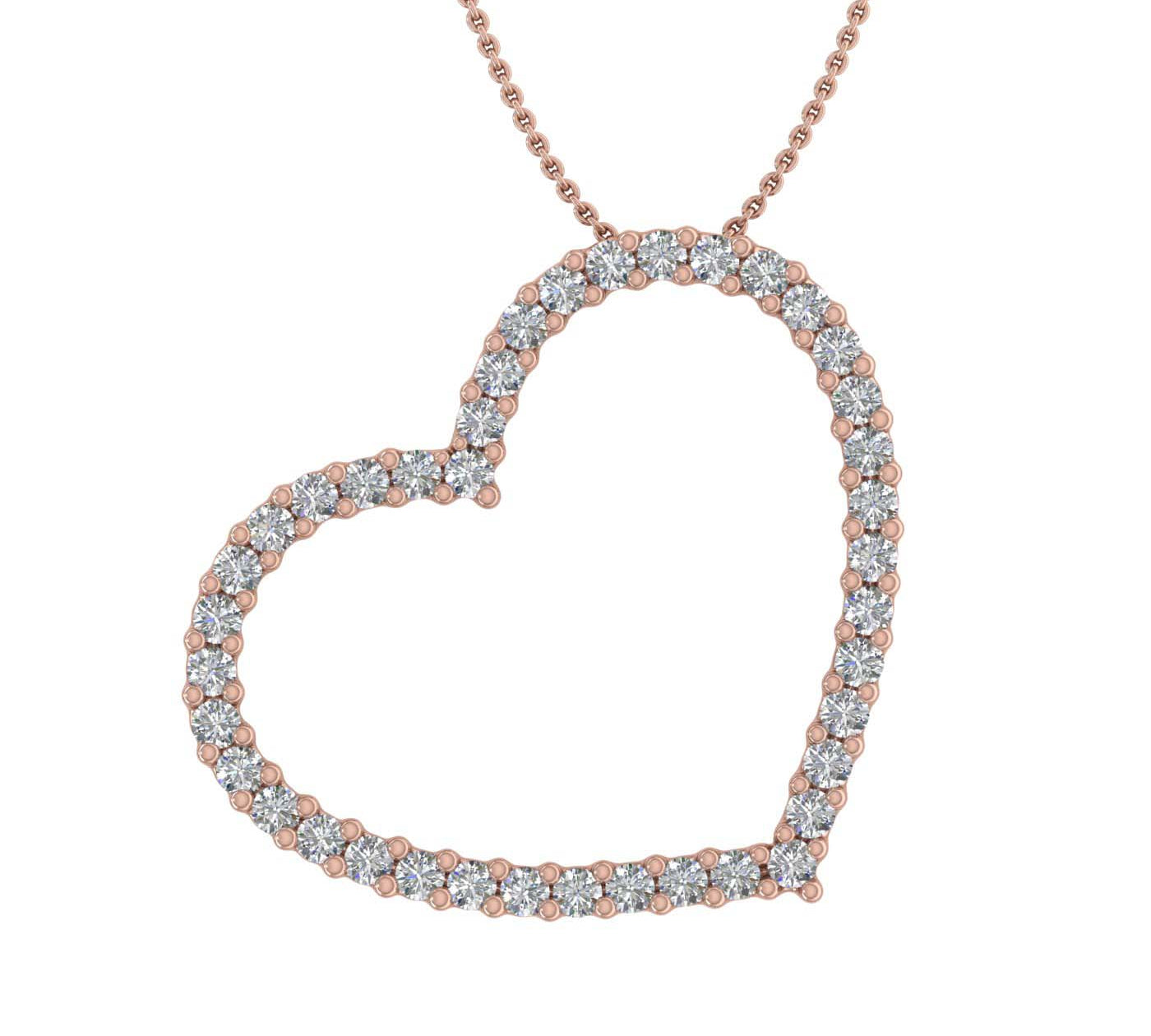 1/2 Carat Diamond Heart Pendant Necklace in Gold (Silver Chain Included) IGI Certified - IGI Certified
