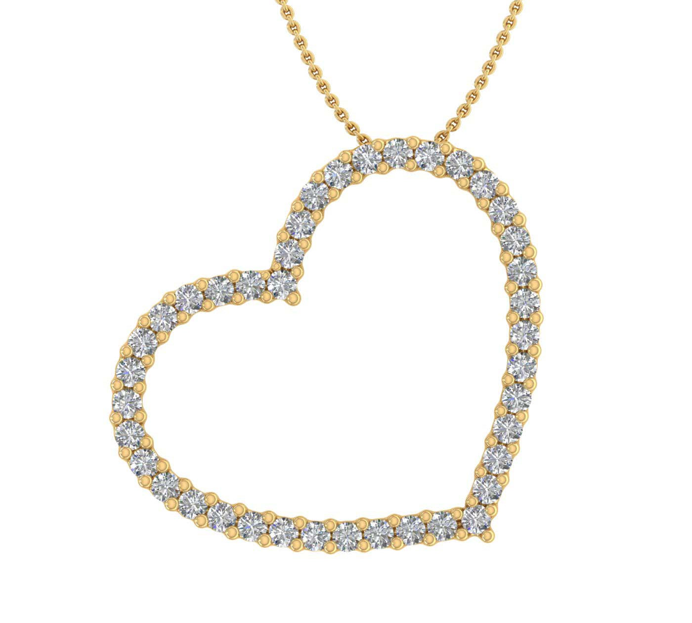 1/2 Carat Diamond Heart Pendant Necklace in Gold (Silver Chain Included) IGI Certified - IGI Certified