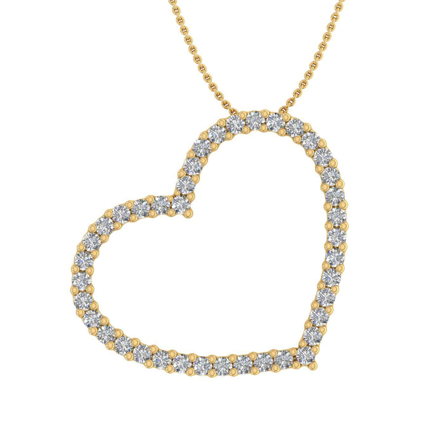 1/2 Carat Diamond Heart Pendant Necklace in Gold (Silver Chain Included) IGI Certified - IGI Certified