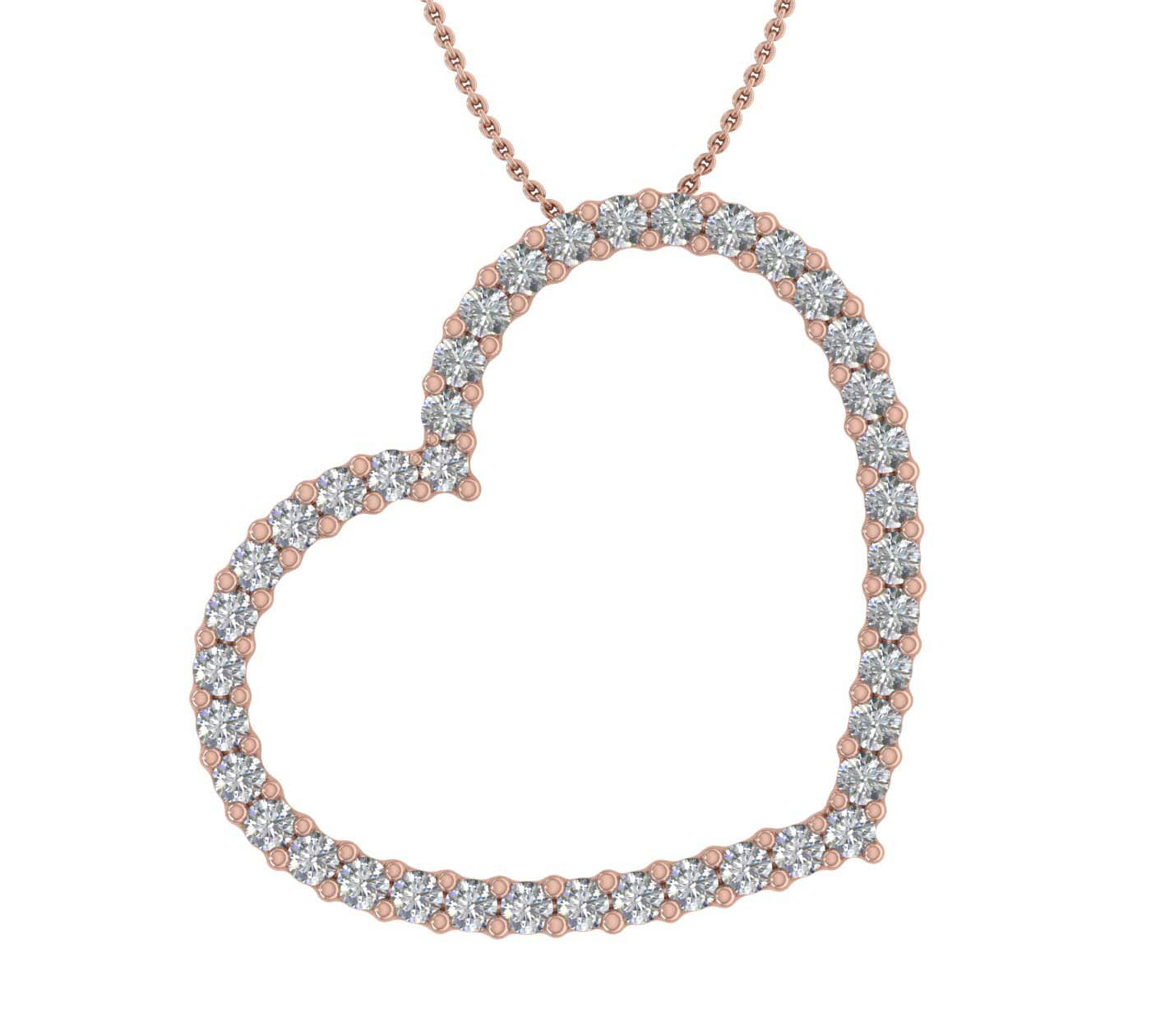 3/4 Carat Diamond Heart Pendant Necklace in Gold (Silver Chain Included) IGI Certified - IGI Certified