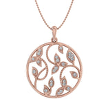 1/10 Carat Diamond Leaf Circle Pendant Necklace in Gold (Included Silver Chain)