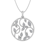1/10 Carat Diamond Leaf Circle Pendant Necklace in Gold (Included Silver Chain)