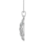 1/10 Carat Diamond Leaf Circle Pendant Necklace in Gold (Included Silver Chain)