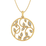1/10 Carat Diamond Leaf Circle Pendant Necklace in Gold (Included Silver Chain)