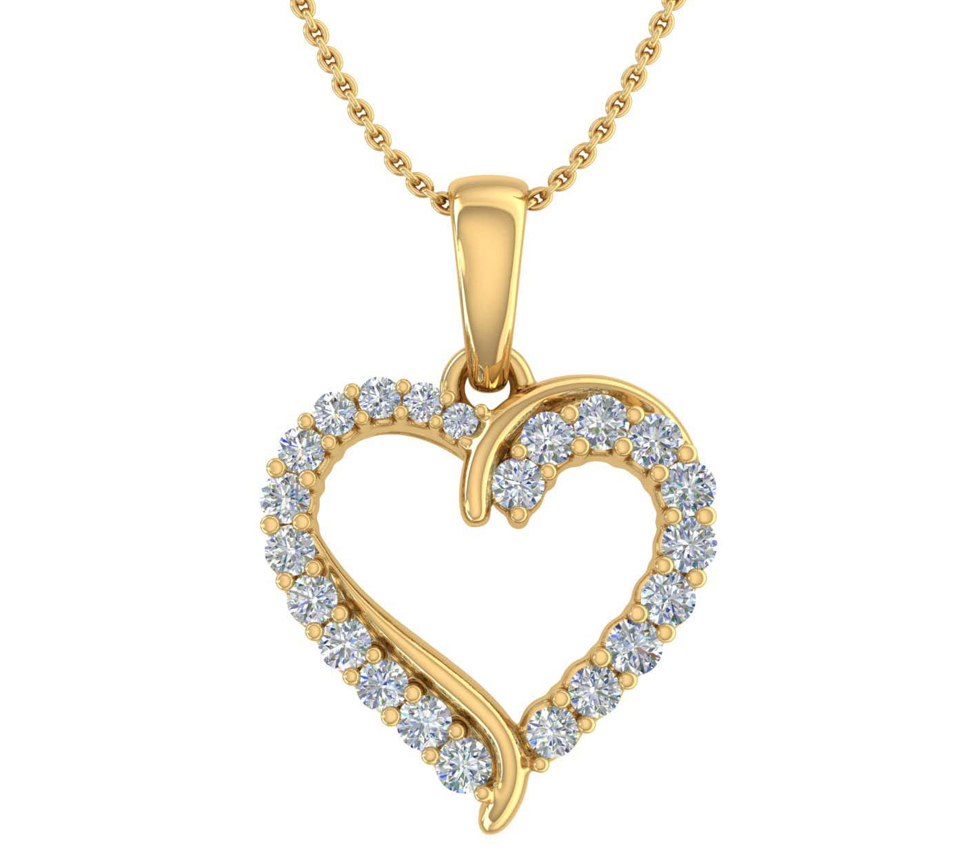 1/4 Carat Diamond Heart Pendant Necklace in Gold (Silver Chain Included)