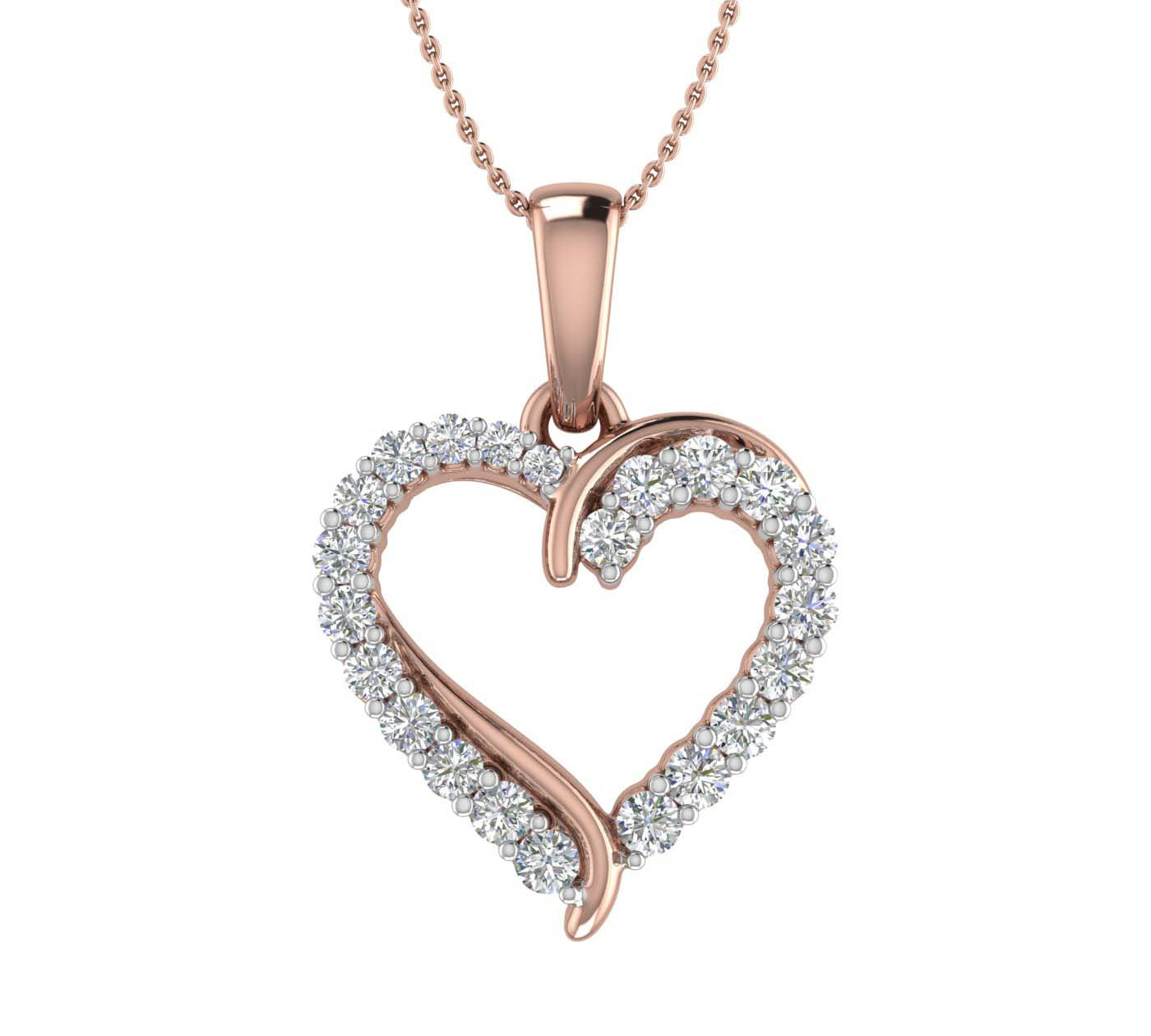 1/3 Carat Diamond Heart Pendant Necklace in Gold (Silver Chain Included)