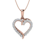 1/3 Carat Diamond Heart Pendant Necklace in Gold (Silver Chain Included)