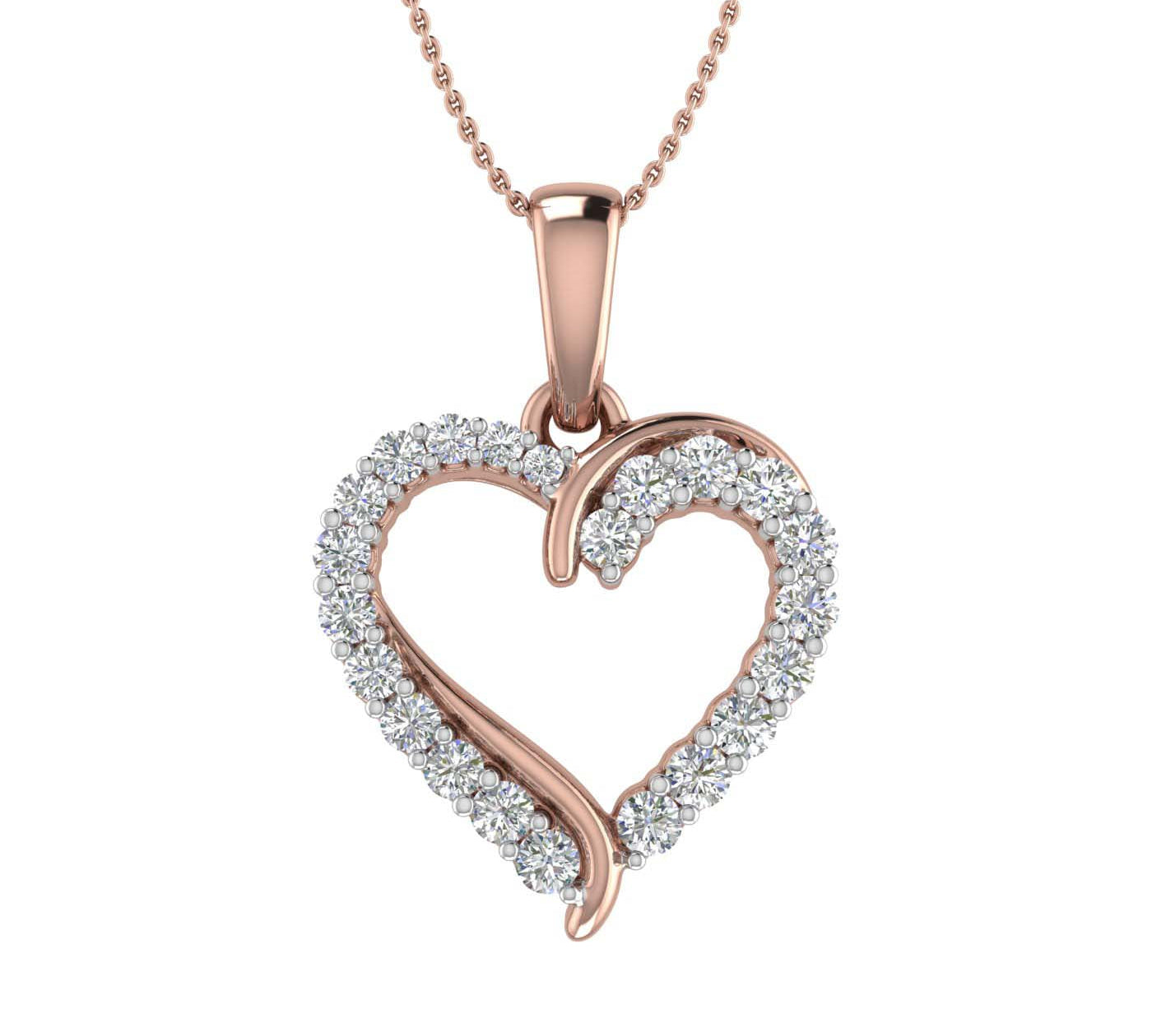 1/3 Carat Diamond Heart Pendant Necklace in Gold (Silver Chain Included) - IGI Certified