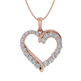 3/4 Carat Diamond Heart Pendant Necklace in Gold (Included Silver Chain) - IGI Certified