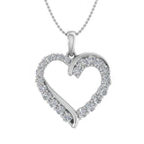 3/4 Carat Diamond Heart Pendant Necklace in Gold (Included Silver Chain) - IGI Certified
