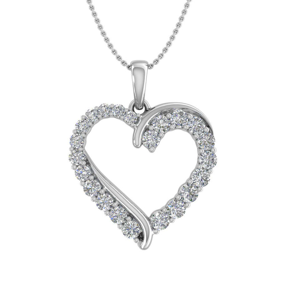 3/4 Carat Diamond Heart Pendant Necklace in Gold (Included Silver Chain)