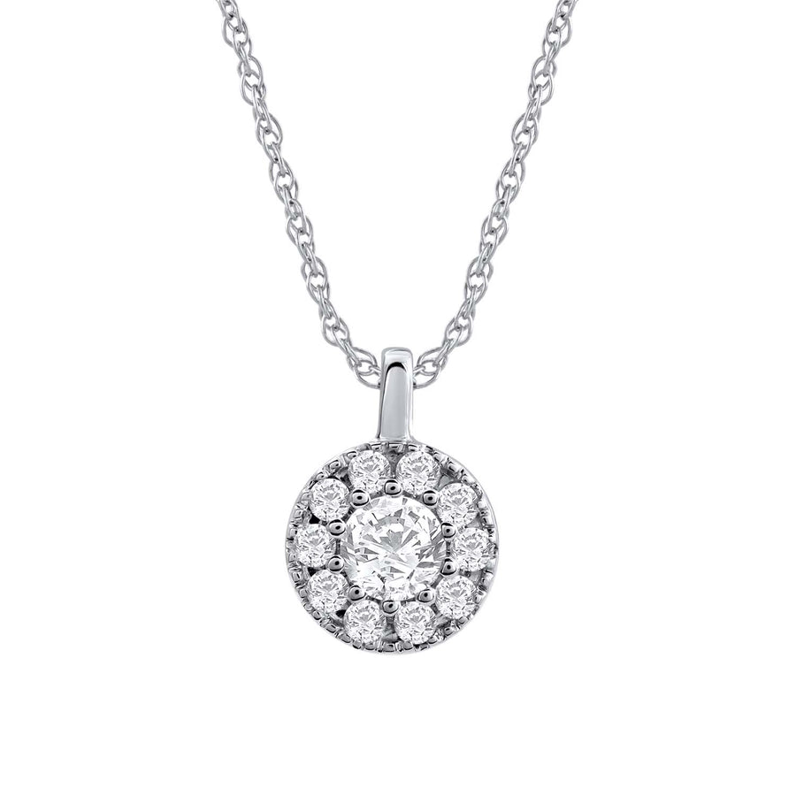 1/4 Carat Cluster Diamond Pendant Necklace in Gold (Included Silver Chain)