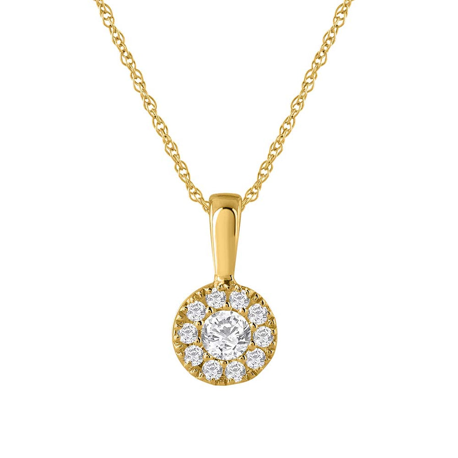 1/4 Carat Cluster Diamond Pendant Necklace in Gold (Included Silver Chain)