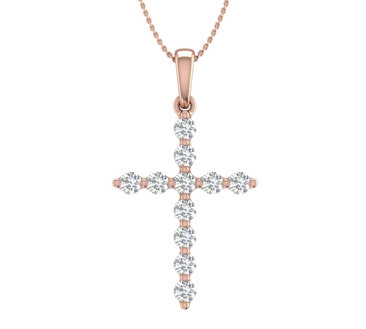 1/4 Carat Diamond Women's Cross Pendant Necklace in Gold (Silver Chain Included)