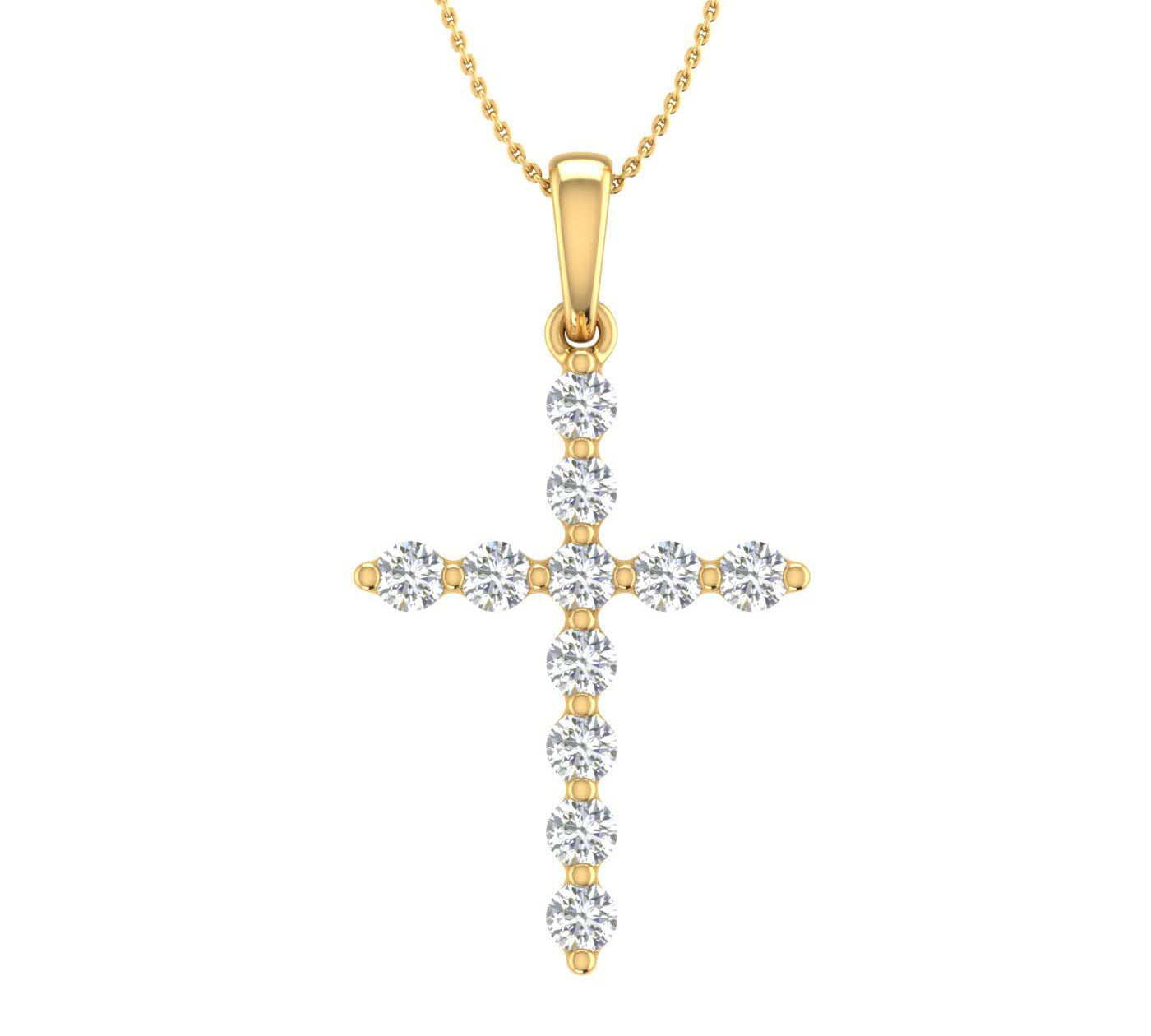 1/4 Carat Diamond Women's Cross Pendant Necklace in Gold (Silver Chain Included)