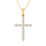 1/4 Carat Diamond Women's Cross Pendant Necklace in Gold (Silver Chain Included)
