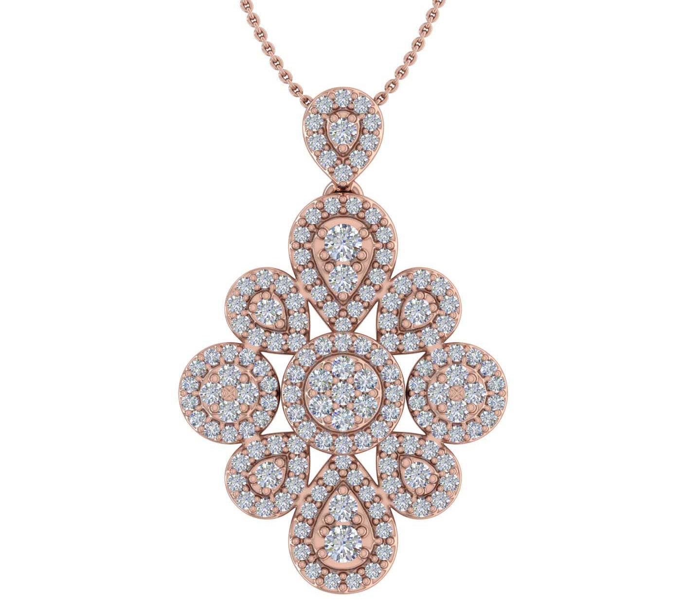 3/4 Carat Diamond Dew Drop Pendant Necklace in Gold (Silver Chain Included)