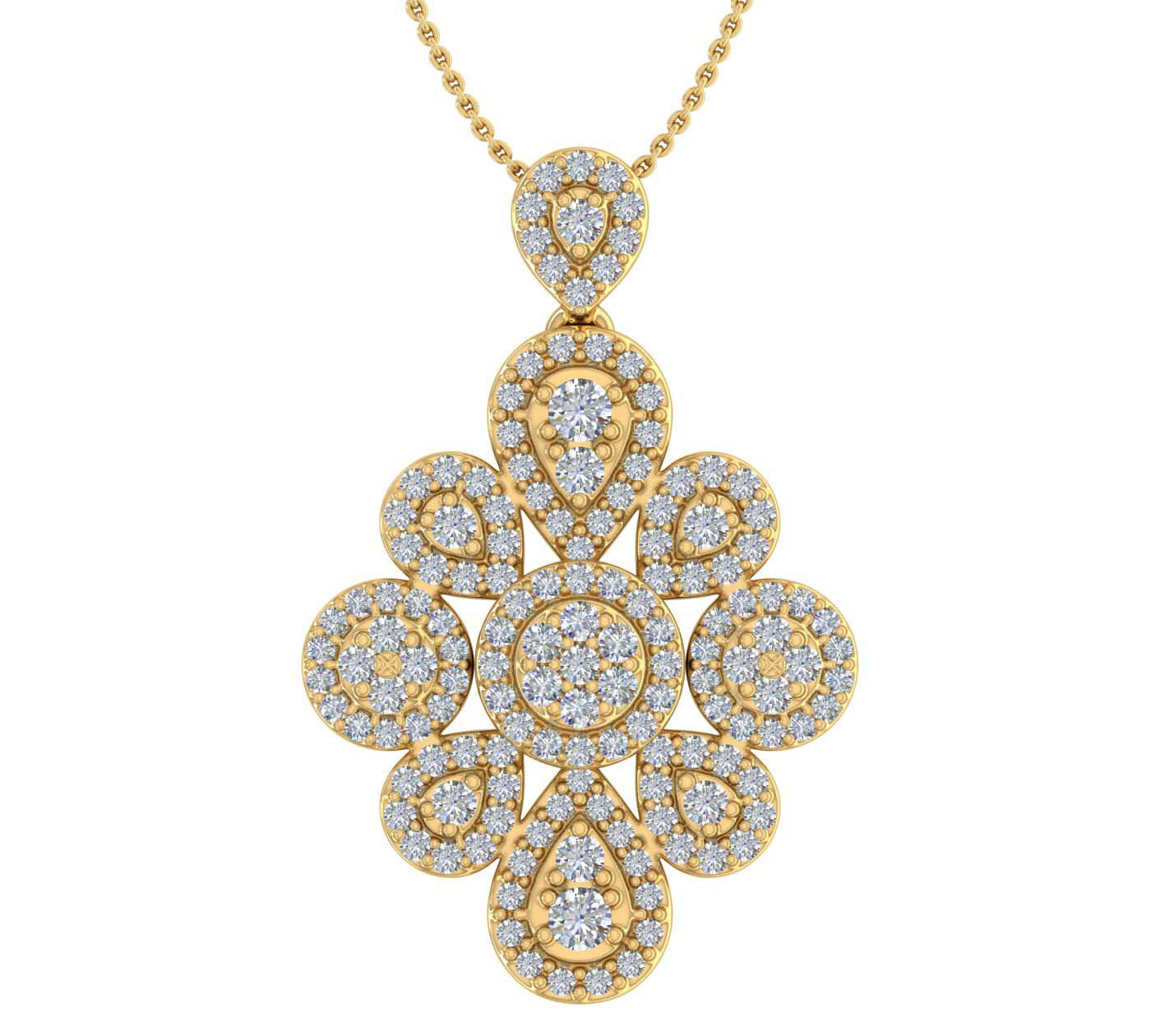 3/4 Carat Diamond Dew Drop Pendant Necklace in Gold (Silver Chain Included)