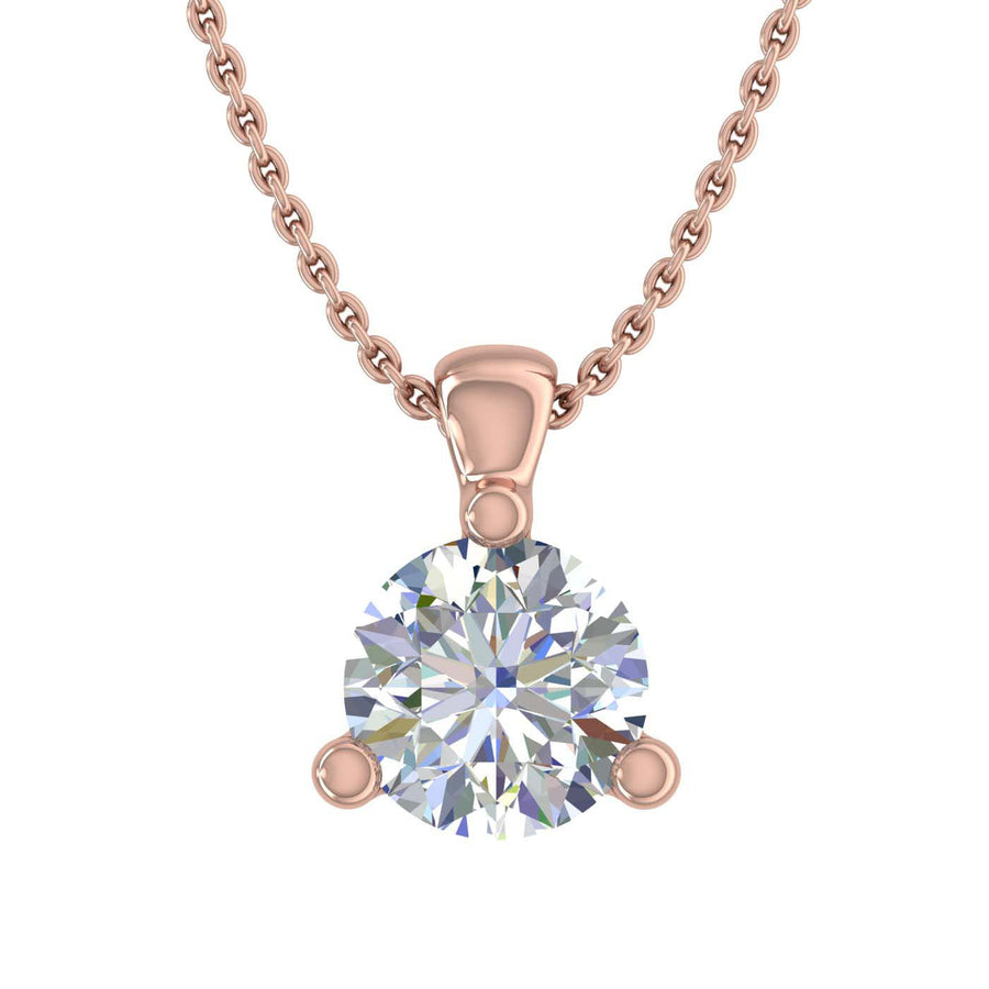 1/4 Carat 3-Prong Set Diamond Solitaire Pendant Necklace in Gold (with Silver Chain)