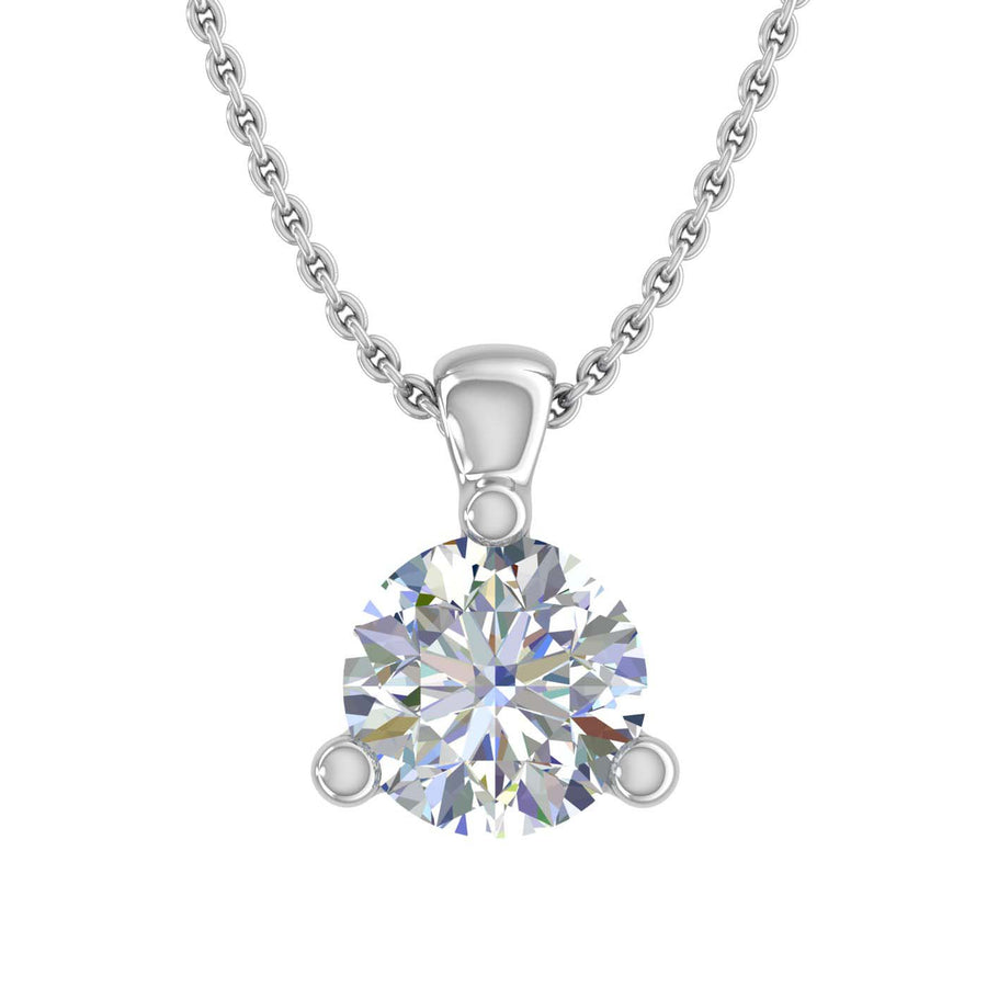 1/4 Carat 3-Prong Set Diamond Solitaire Pendant Necklace in Gold (with Silver Chain) - IGI Certified