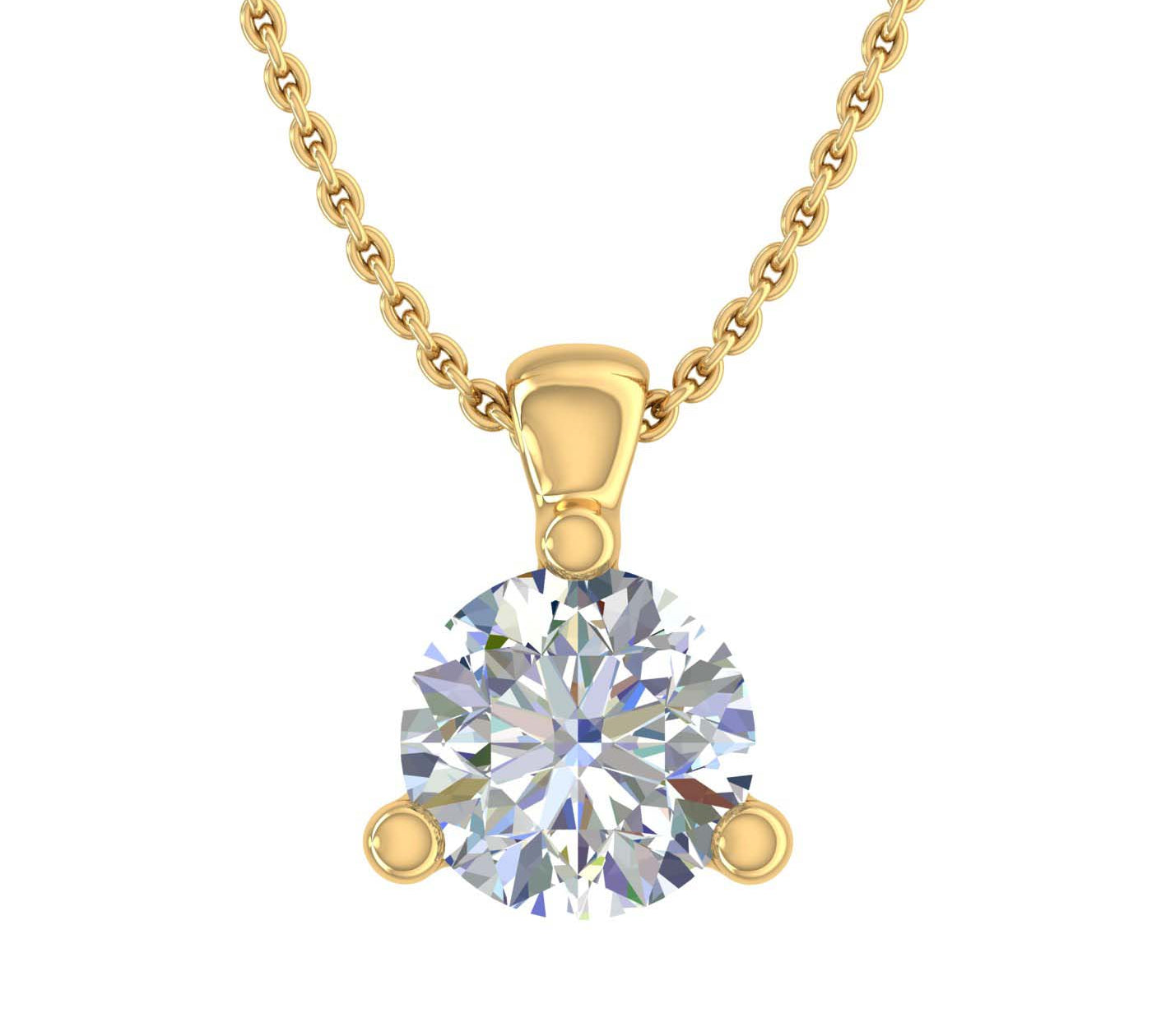 1/4 Carat 3-Prong Set Diamond Solitaire Pendant Necklace in Gold (with Silver Chain)