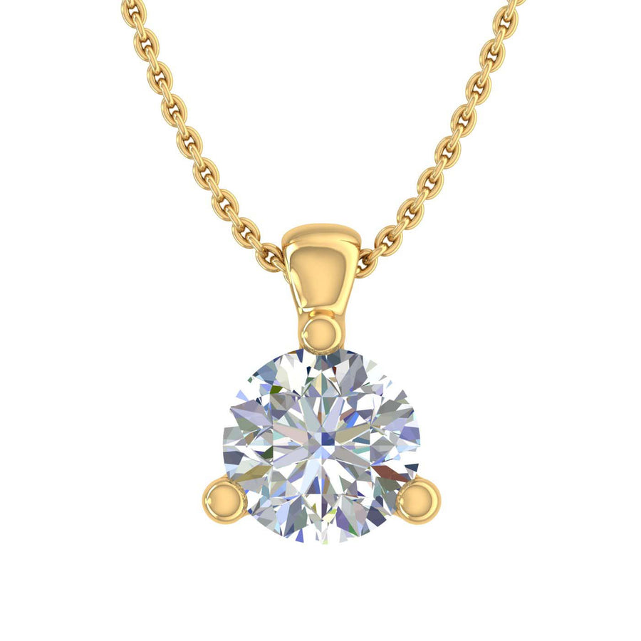 1/4 Carat 3-Prong Set Diamond Solitaire Pendant Necklace in Gold (with Silver Chain)